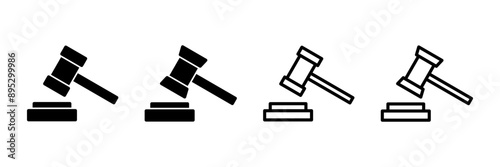 Gavel icon vector isolated on white background. Hammer icon vector. Judge Gavel Auction Icon Vector. Bid