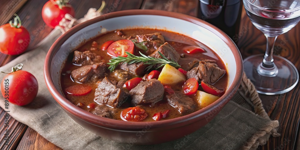 Traditional Greek beef stew cooked with red wine, tomatoes, and spices , Greek, cuisine, stew, meat, beef, red wine Traditional Greek beef stew cooked with red wine, tomatoes, and spices , Greek, cuisine, stew, meat, beef, red wine