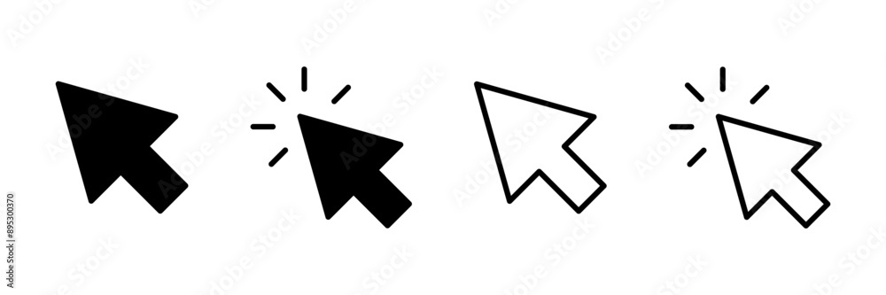Click icon vector isolated on white background. Cursor icon. Computer mouse click cursor black arrow icons. pointer arrow Click icon vector isolated on white background. Cursor icon. Computer mouse click cursor black arrow icons. pointer arrow