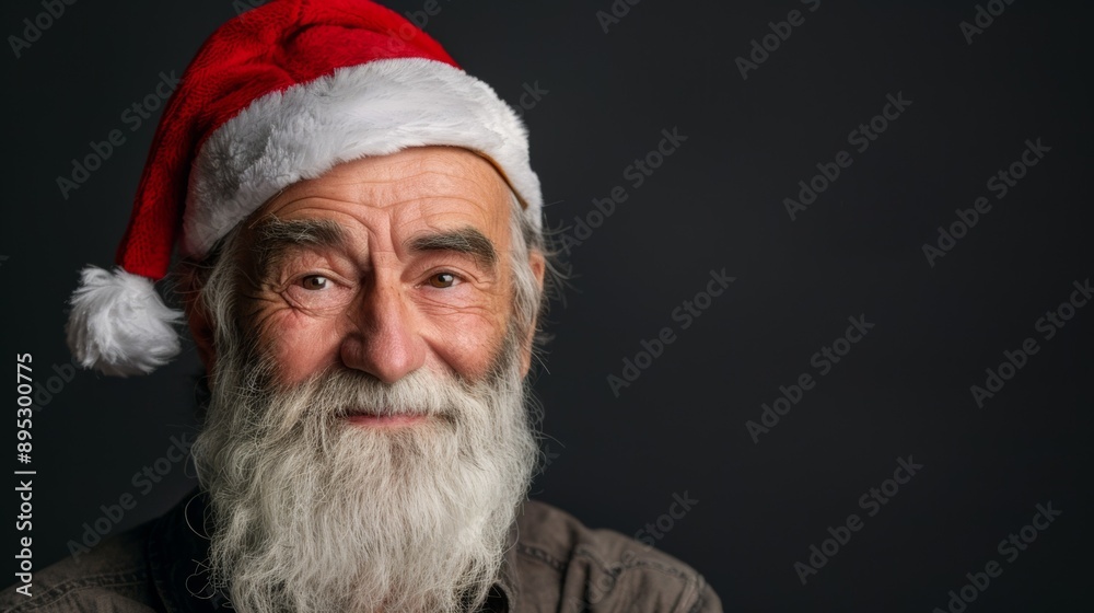 A man with a red hat and beard is smiling A man with a red hat and beard is smiling