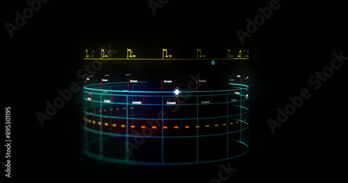 Image of financial data processing over black background