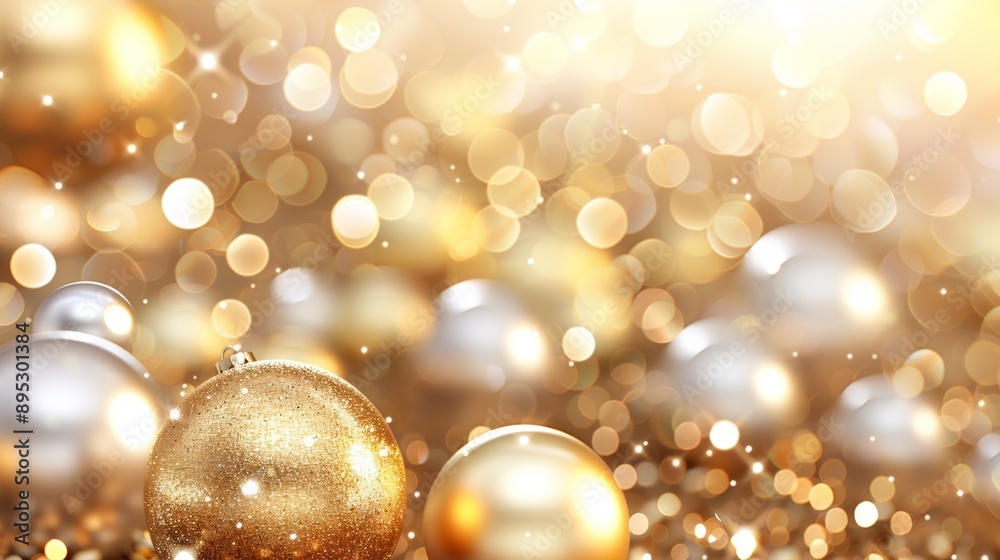 A gold and silver Christmas ornament with gold ball and a silver ball A gold and silver Christmas ornament with gold ball and a silver ball