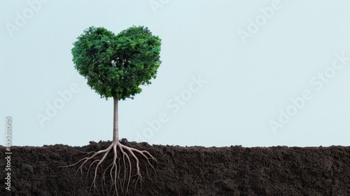 Heart-shaped family tree illustration, roots symbolize reproductive health, representing parenting ideas, nurturing concept, ample copy space for text, rich detail throughout.