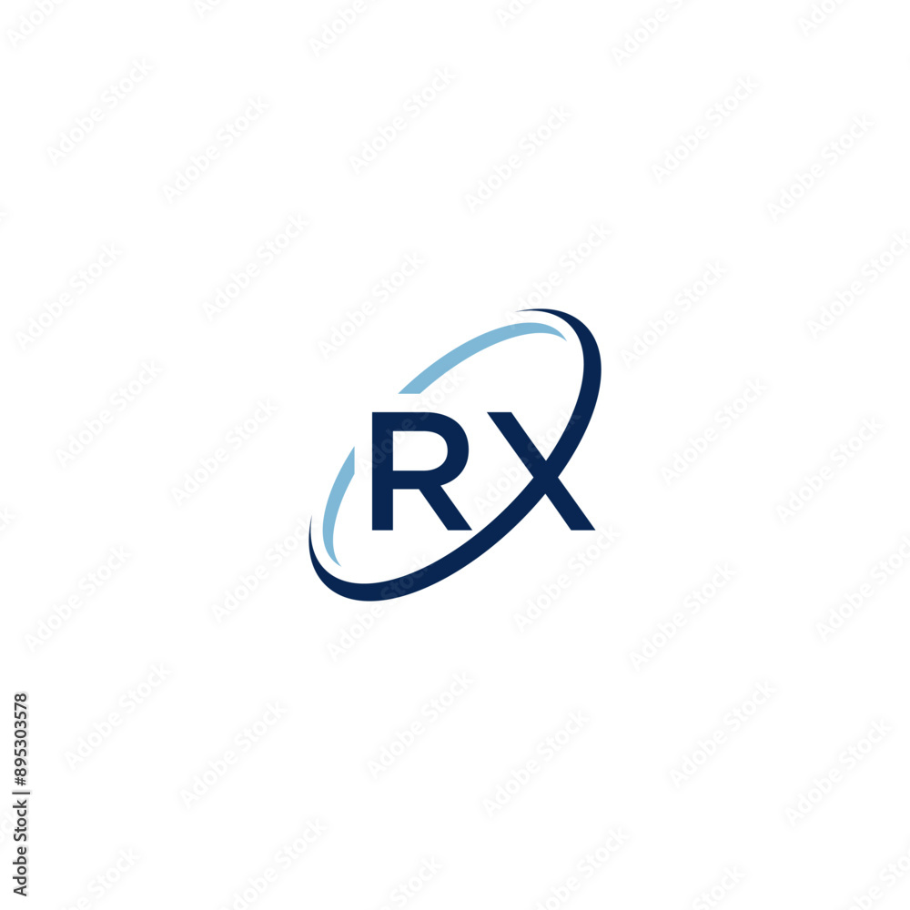Monogram letter RX with circle line logo concept vector icon Monogram letter RX with circle line logo concept vector icon