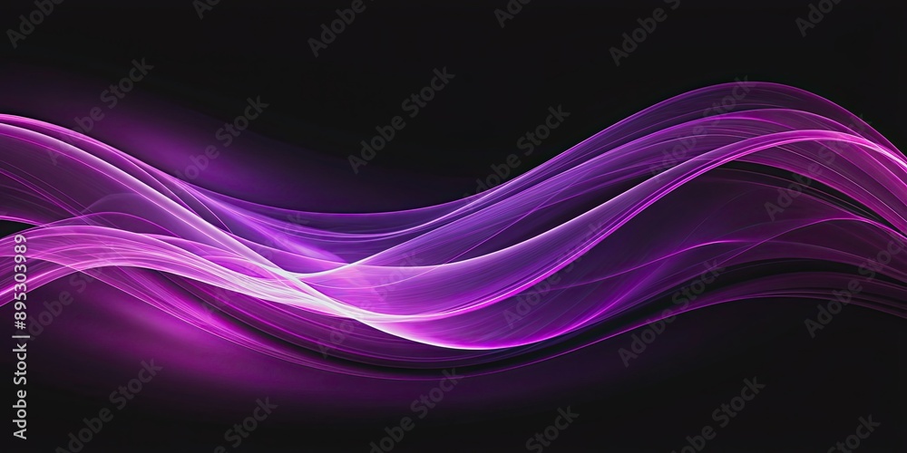 Delicate purple waves gently flowing on a dark background, purple, waves, abstract, pattern, delicate, soft, background