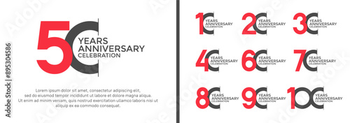 anniversary logo style set with red and black color can be use for celebration moment