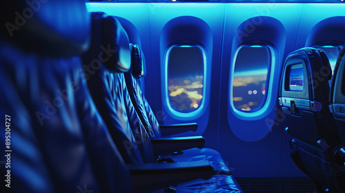 airplane interior with window view photo