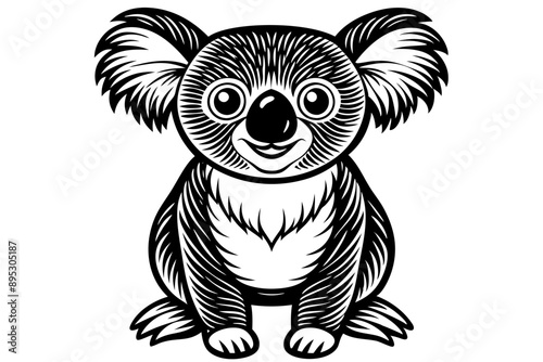 Funny Koala Vector Illustration, Cartoons, Clipart, and Line Art Design on White Background, Funny Koala vector illustration, cartoon, clipart, and line art design on a white background photo