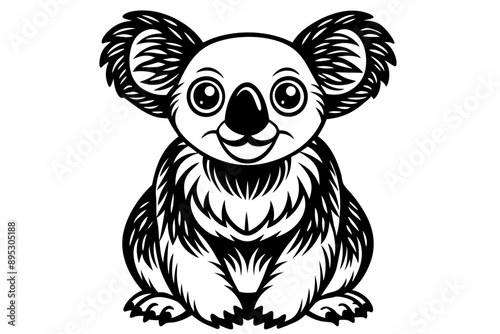 Funny Koala Vector Illustration, Cartoons, Clipart, and Line Art Design on White Background, Funny Koala vector illustration, cartoon, clipart, and line art design on a white background photo