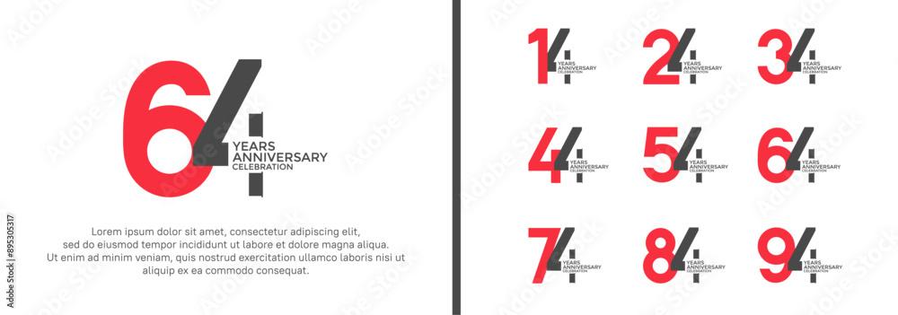 anniversary logo style set with red and black color can be use for celebration moment