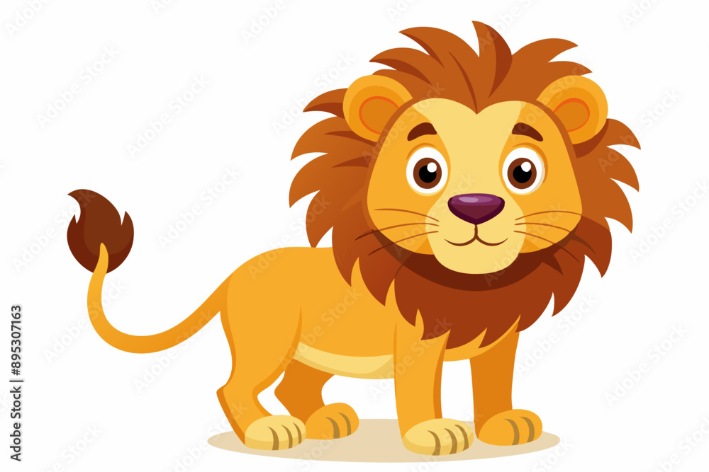 Funny Lion Vector Illustration with White Background Cartoons, Clipart, and Line Art Design, Funny lion vector illustration, perfect for cartoons, clipart, and line art designs with white background
