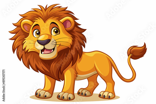 Funny Lion Vector Illustration with White Background Cartoons, Clipart, and Line Art Design, Funny lion vector illustration, perfect for cartoons, clipart, and line art designs with white background