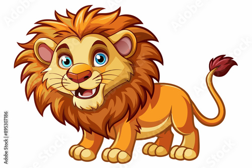 Funny Lion Vector Illustration with White Background Cartoons, Clipart, and Line Art Design, Funny lion vector illustration, perfect for cartoons, clipart, and line art designs with white background
