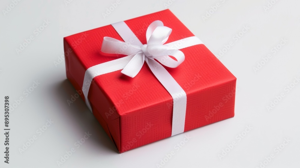 A red box with a white bow on top of it A red box with a white bow on top of it
