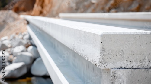 Close-up of a reinforced epoxy resin bridge, showcasing strong and robust construction, firm support structures, solid and durable materials