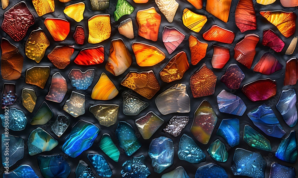 Seamless pattern background of colorful stained glass windows with vibrant color palette Seamless pattern background of colorful stained glass windows with vibrant color palette