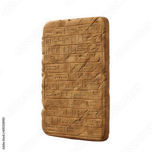 A large stone slab with many symbols and writing on it