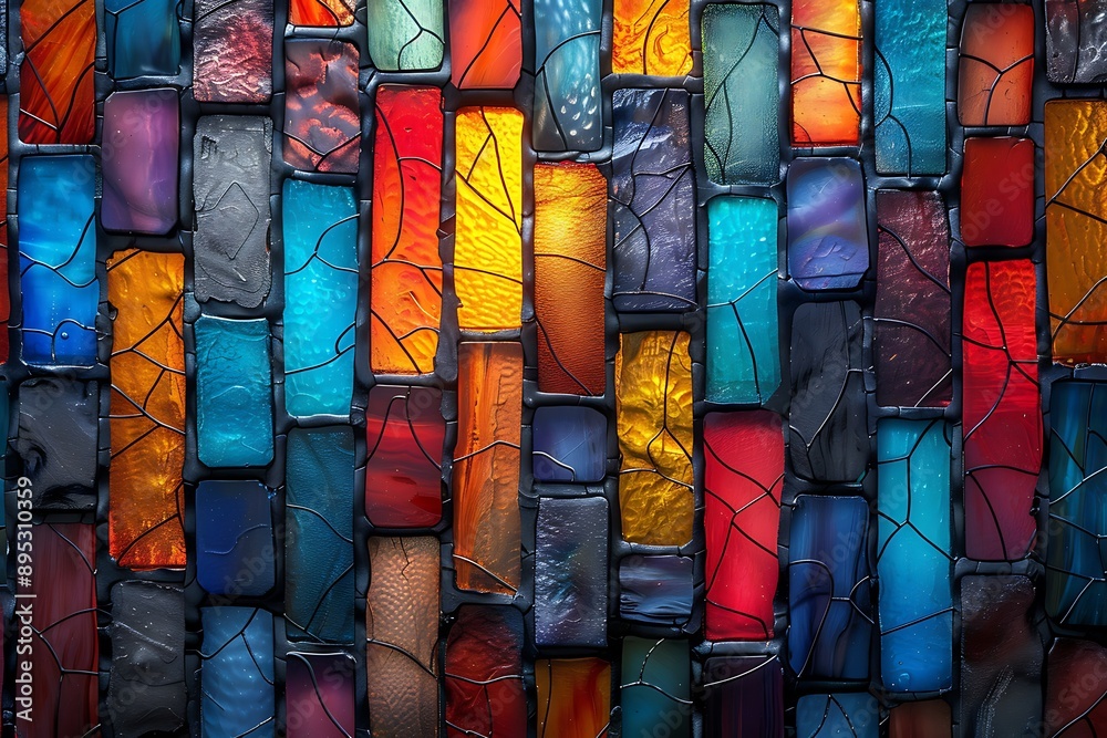 Seamless pattern background of colorful stained glass windows with vibrant color palette Seamless pattern background of colorful stained glass windows with vibrant color palette