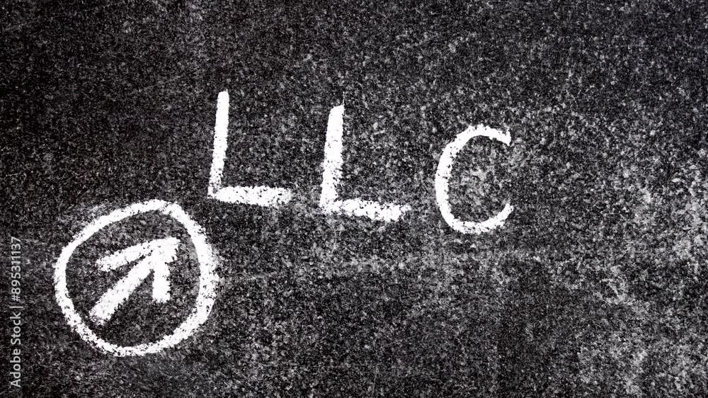 LLC Limited Liability Company, an acronym written in chalk in board,animation LLC Limited Liability Company, an acronym written in chalk in board,animation