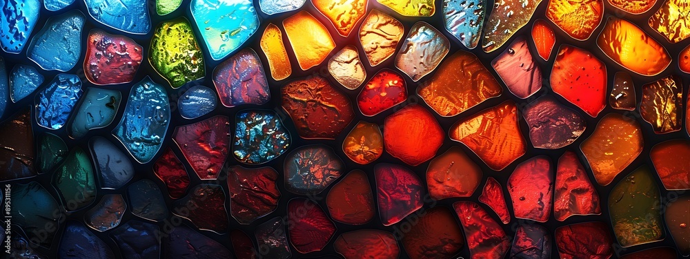 Seamless pattern background of colorful stained glass windows with vibrant color palette Seamless pattern background of colorful stained glass windows with vibrant color palette