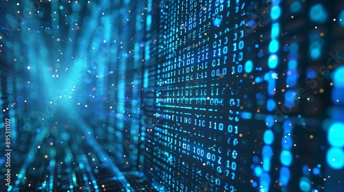 Wallpaper Mural Abstract background in matrix style. Falling particles. Glitch of matrix. Cybernetic futuristic background. Very beautiful big data Torontodigital.ca