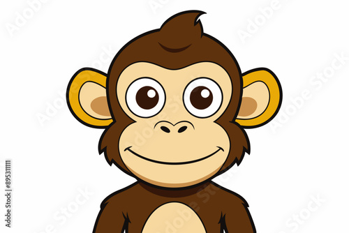 Funny Monkey Vector Illustration on White Background | Cartoons, Clipart, Line Art Design, Funny monkey vector illustration on white background, perfect for cartoons, clipart, and line art designs.