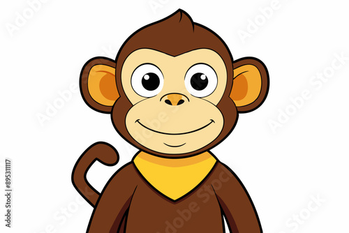 Funny Monkey Vector Illustration on White Background | Cartoons, Clipart, Line Art Design, Funny monkey vector illustration on white background, perfect for cartoons, clipart, and line art designs.