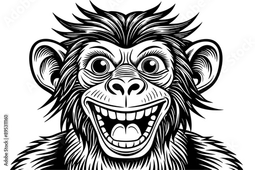 Funny Monkey Vector Illustration on White Background | Cartoons, Clipart, Line Art Design, Funny monkey vector illustration on white background, perfect for cartoons, clipart, and line art designs.