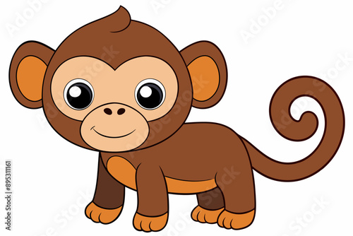 Funny Monkey Vector Illustration on White Background | Cartoons, Clipart, Line Art Design, Funny monkey vector illustration on white background, perfect for cartoons, clipart, and line art designs.