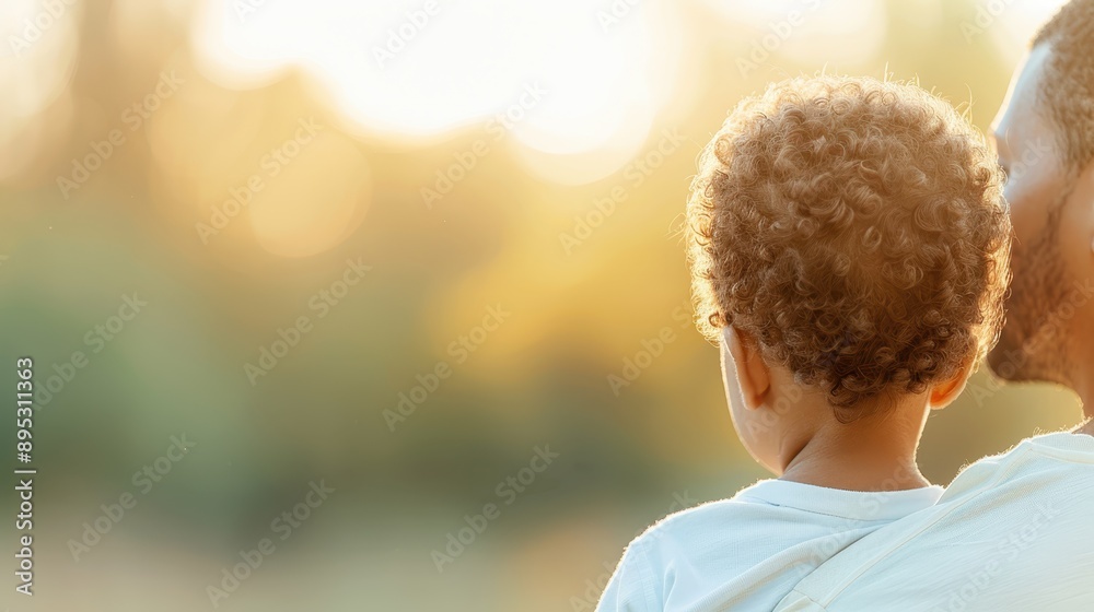 A comforting scene of a father holding his child as they gaze at a tranquil sunset, capturing a moment of serenity, bonding, and familial love in the natural outdoors. A comforting scene of a father holding his child as they gaze at a tranquil sunset, capturing a moment of serenity, bonding, and familial love in the natural outdoors.