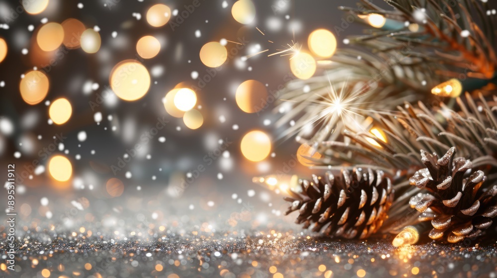 A Christmas tree with lights and snow on the ground A Christmas tree with lights and snow on the ground