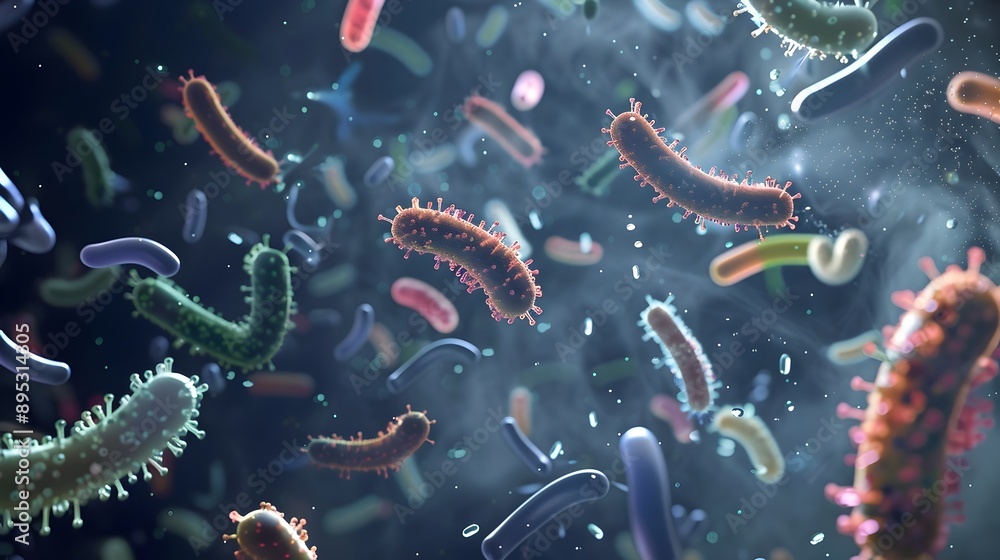 Fototapeta premium Airborne Microbial Threats Visualizing the Invisible Spread of Germs