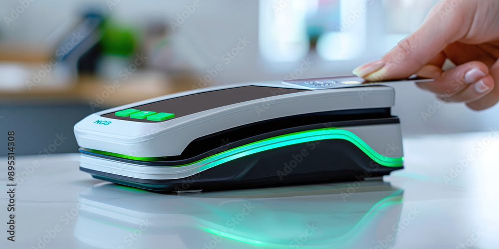 close-up of a contactless payment card being tapped on an NFC-enabled point-of-sale terminal close-up of a contactless payment card being tapped on an NFC-enabled point-of-sale terminal