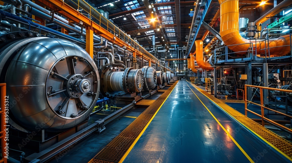 Fototapeta premium Industrial factory with complex machinery