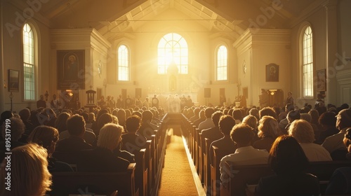 Congregation gathered in a church during service