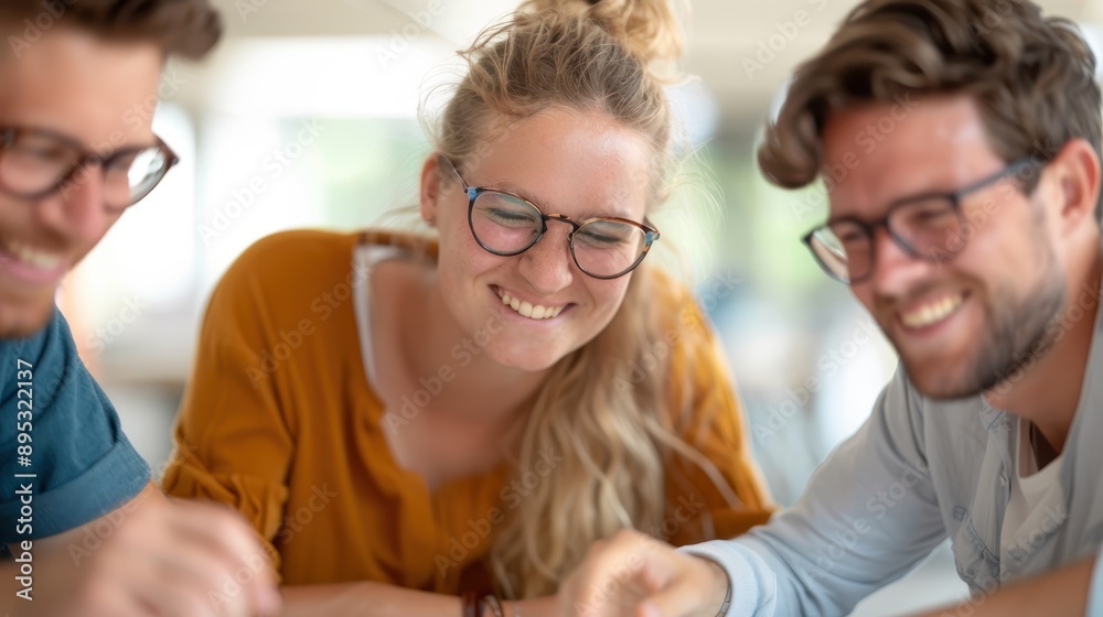 Three people focus intently on a board game, all seated and deeply engaged in strategizing and planning, conveying a sense of concentration and friendly competition. Three people focus intently on a board game, all seated and deeply engaged in strategizing and planning, conveying a sense of concentration and friendly competition.