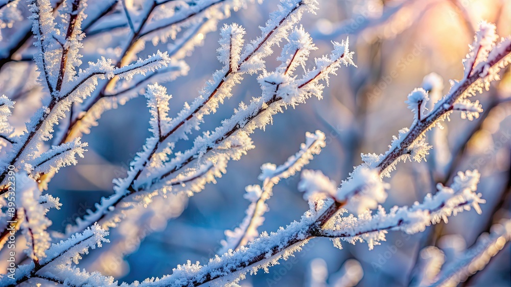 Abstract image of frost-covered branches in winter , frost, branches, icy, cold, winter, abstract, nature, snow, frozen Abstract image of frost-covered branches in winter , frost, branches, icy, cold, winter, abstract, nature, snow, frozen