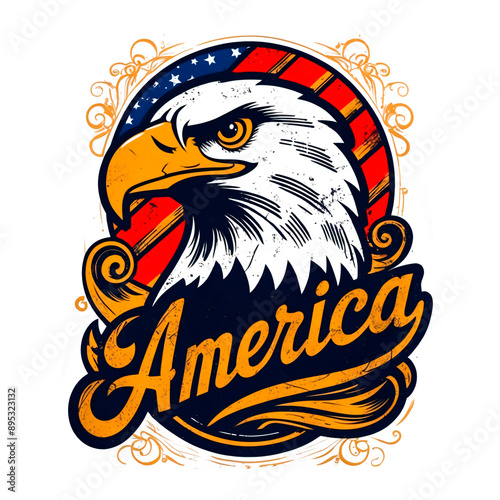 Wallpaper Mural american eagle with flag Torontodigital.ca