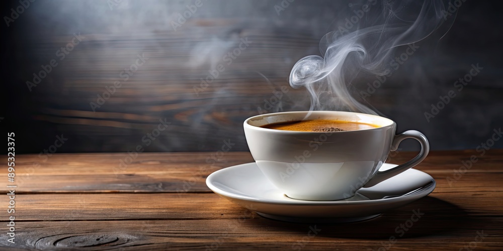 Steaming cup of freshly brewed coffee on a saucer, caffeine, morning, espresso, drink, aroma, latte, cappuccino, breakfast Steaming cup of freshly brewed coffee on a saucer, caffeine, morning, espresso, drink, aroma, latte, cappuccino, breakfast