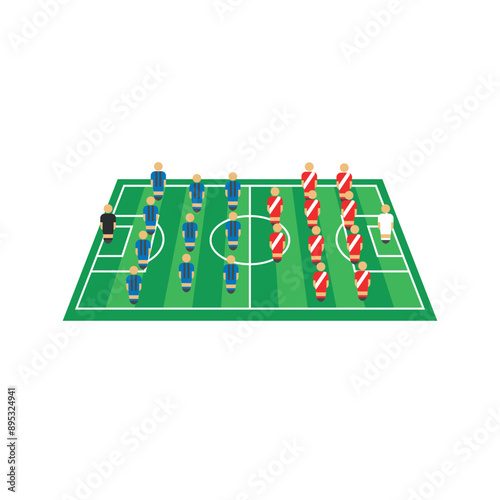 vector illustration of 4 3 3 and 4 4 2 football trick formations.