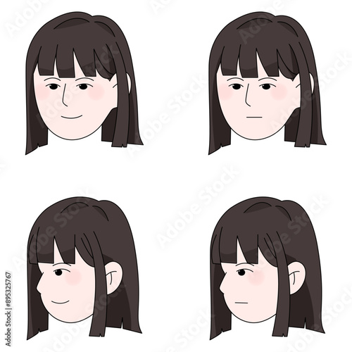 단발 여자 얼굴(웹툰+만화+캐릭터+표정)