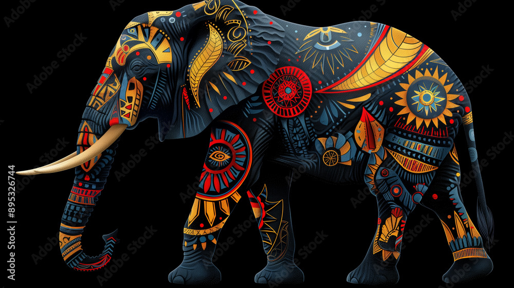 Obraz premium Vector Illustration of an Elephant Adorned with African Tribal Patterns