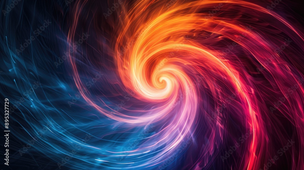Abstract image of a fiery spiral of light, with shades of orange, red, and blue, creating a mesmerizing and energetic visual effect Abstract image of a fiery spiral of light, with shades of orange, red, and blue, creating a mesmerizing and energetic visual effect