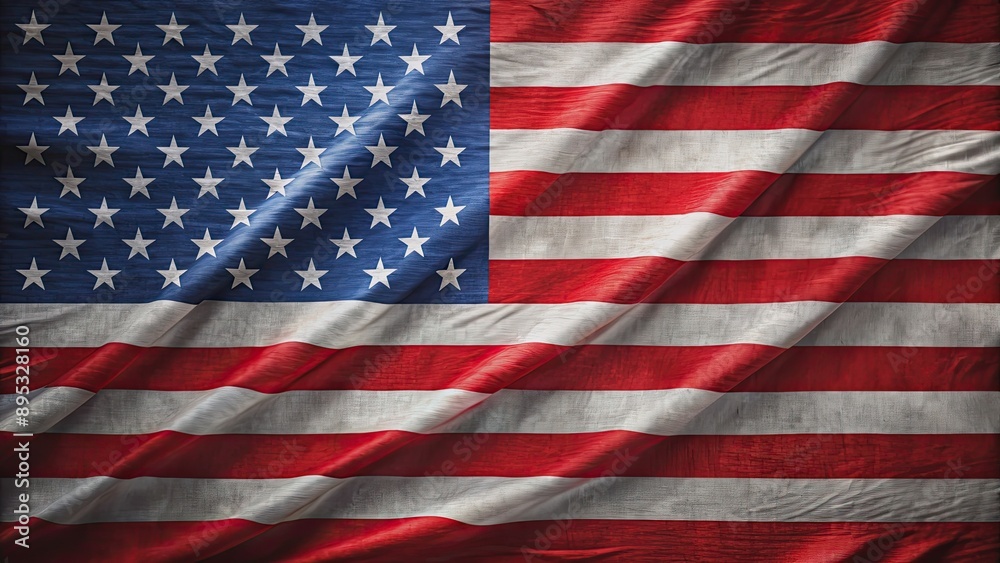 Fototapeta premium The USA flag displayed on a flag, patriotic, stars and stripes, American, national symbol, red white and blue