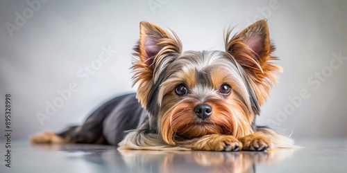 Yorkshire terrier lying down in panoramic view, dog, lying down, Yorkshire terrier, cute, pet