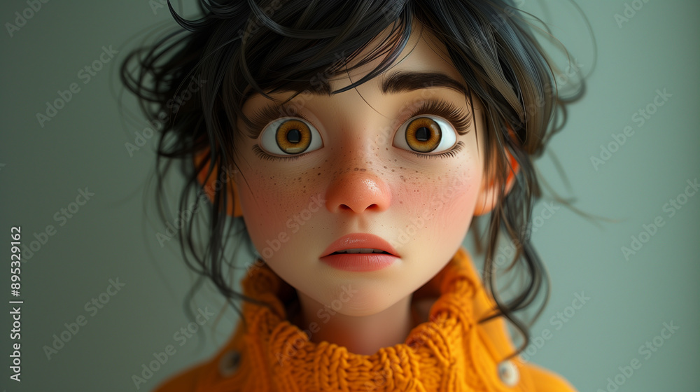 3D Illustration of a Melancholic Character Conveying Deep Sadness and Introspection 3D Illustration of a Melancholic Character Conveying Deep Sadness and Introspection