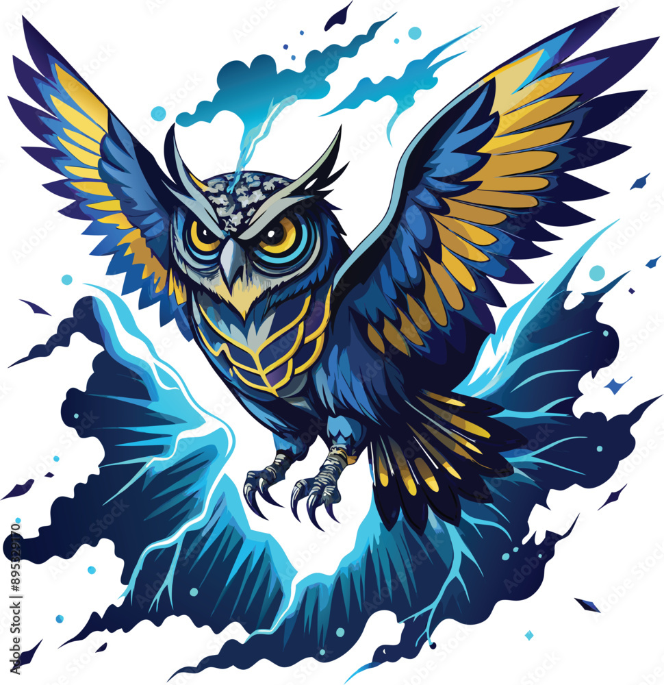 Obraz premium Majestic owl soars through raging tempest. 