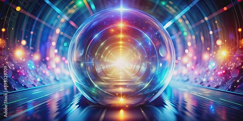 Bright abstract background with leaks, lighting tunnel, magic portal, and vivid sphere lens, bright, abstract, background, leaks