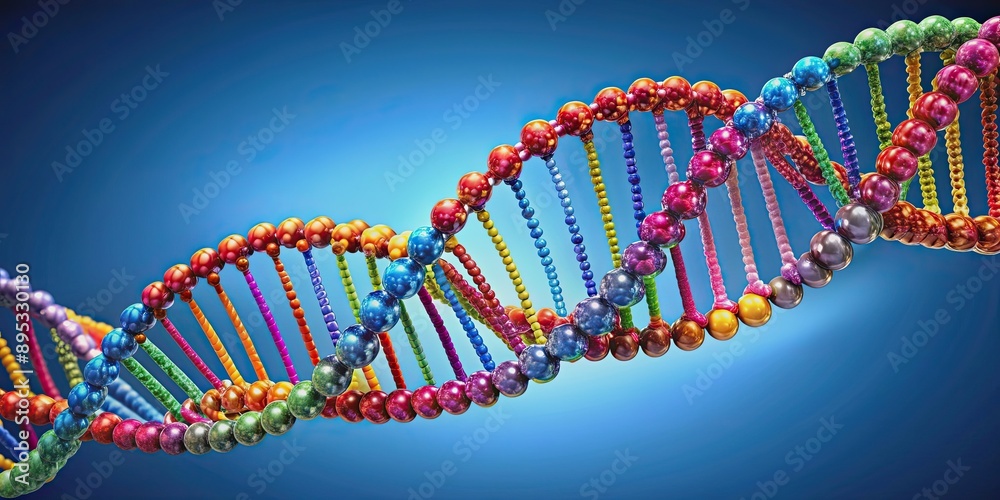 of the double helix DNA structure in a colorful and detailed design, genetics, science, biology, molecular of the double helix DNA structure in a colorful and detailed design, genetics, science, biology, molecular