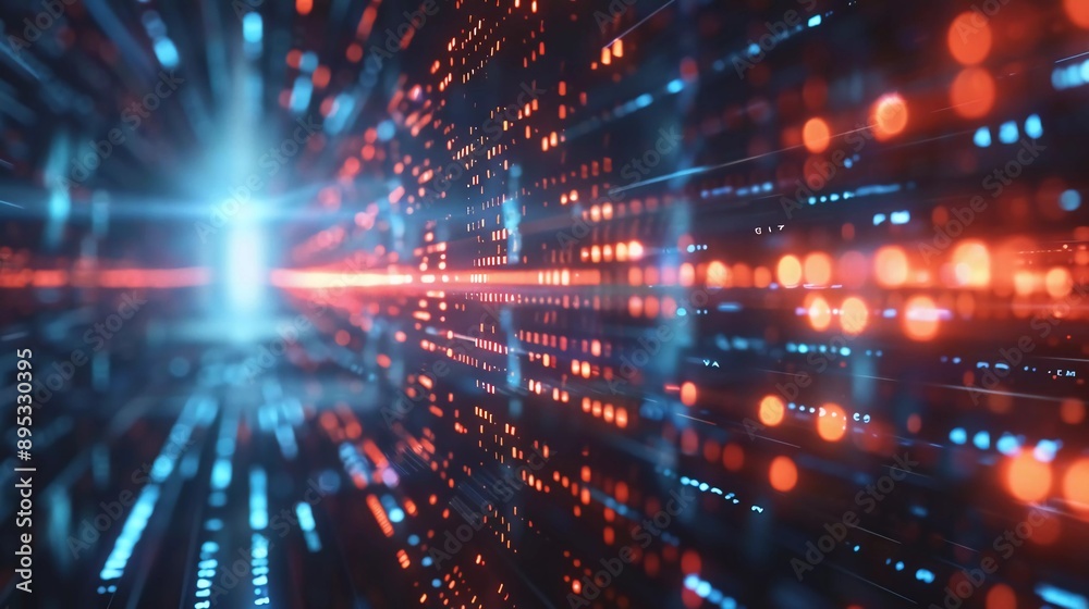 Bytes of binary code run through network. Very exciting abstract futuristic technology cyberspace Bytes of binary code run through network. Very exciting abstract futuristic technology cyberspace